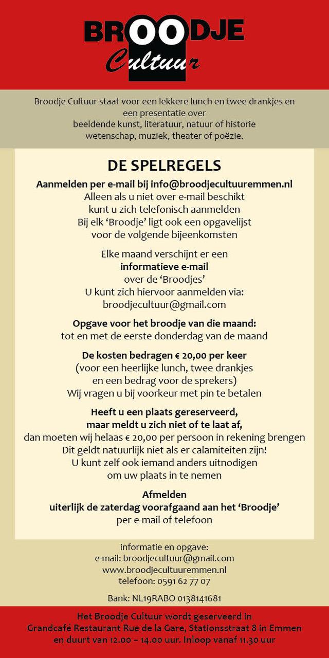Broodje Cultuur spelregels 2026
